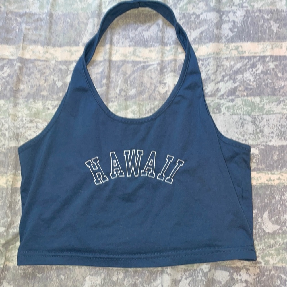 blue halter top